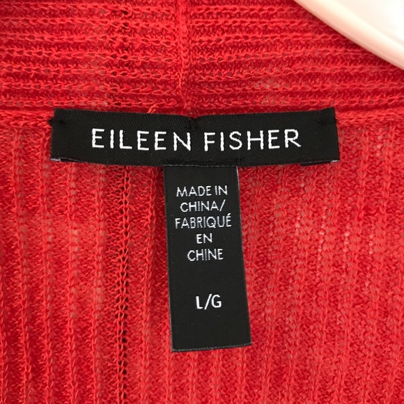 EILEEN FISHER OPEN FRONT CARDIGAN VERMILION - Picture 3 of 5